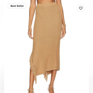 House of Harlow 1960 Lilja tan knit fringe maxi skirt
